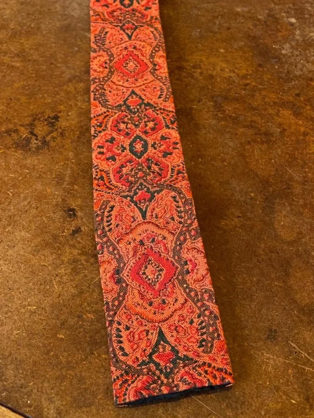 60s Rooster Paisley Upholstery Tapestry Carpet Tie Square End Square Bottom Boho
